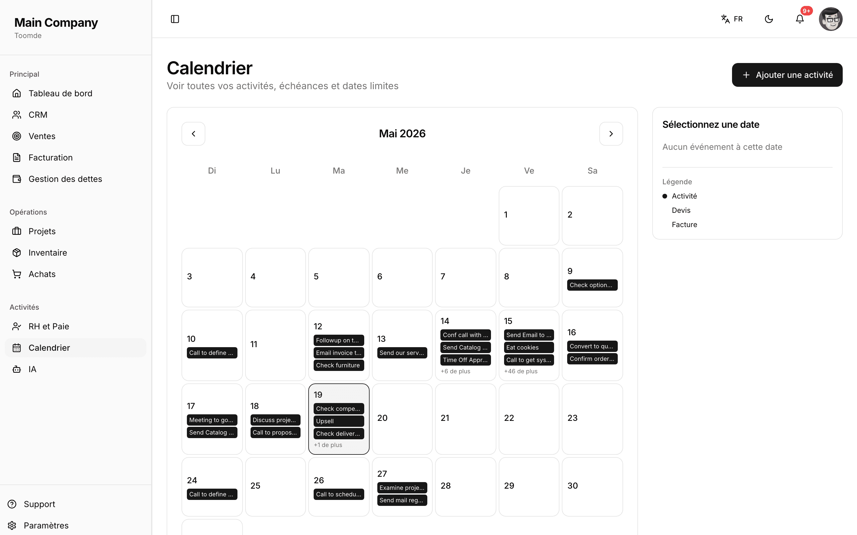 Calendrier in Toomde